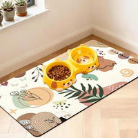 Pet Feeding Mat for Floors Cat Food Mat Waterproof Dog Food Mat - 30"L x 17"W / Boho