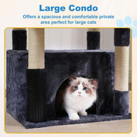 Hey-brother Cat Tree Tower with Large Platform, Spacious Condo - Smoky Gray / 35.4 Inches - image 4