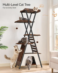 72.4" Modern Cat Tree for Indoor Cats, Multi-Level Cat Condo – Essentials for Cats - Rustic Brown - image 2