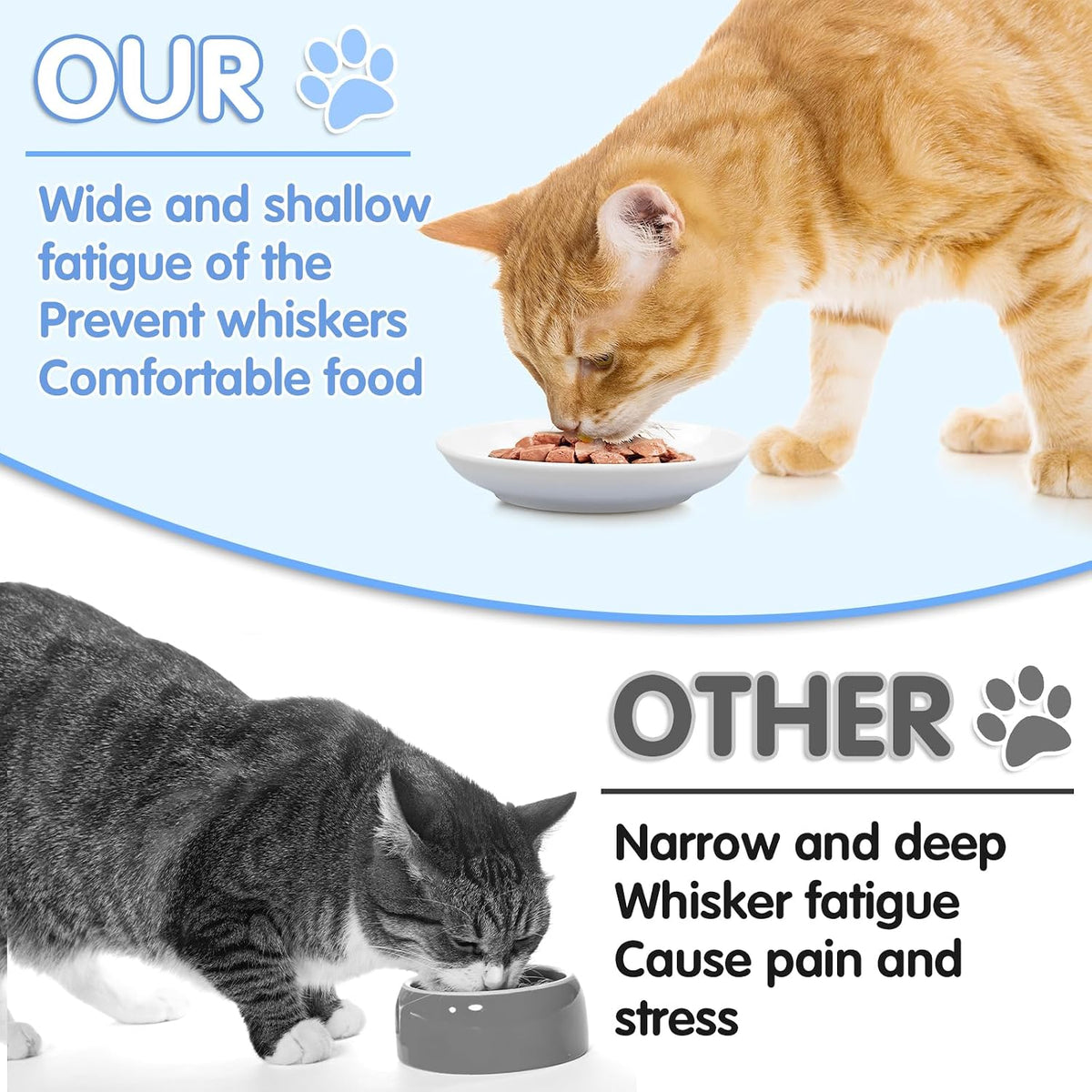 6 Pack Cat Food Bowl, Ceramic Cat Bowls - White - image 3