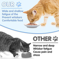6 Pack Cat Food Bowl, Ceramic Cat Bowls, Anti Whisker Fatigue Cats Bowl,5.5 Inches Shallow Wide Kitten Plates for Food and Water (White)