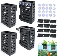 Aquarium Plant Holder 4 PCS Aquatic Plant Pot – Essentials for Fish - Black