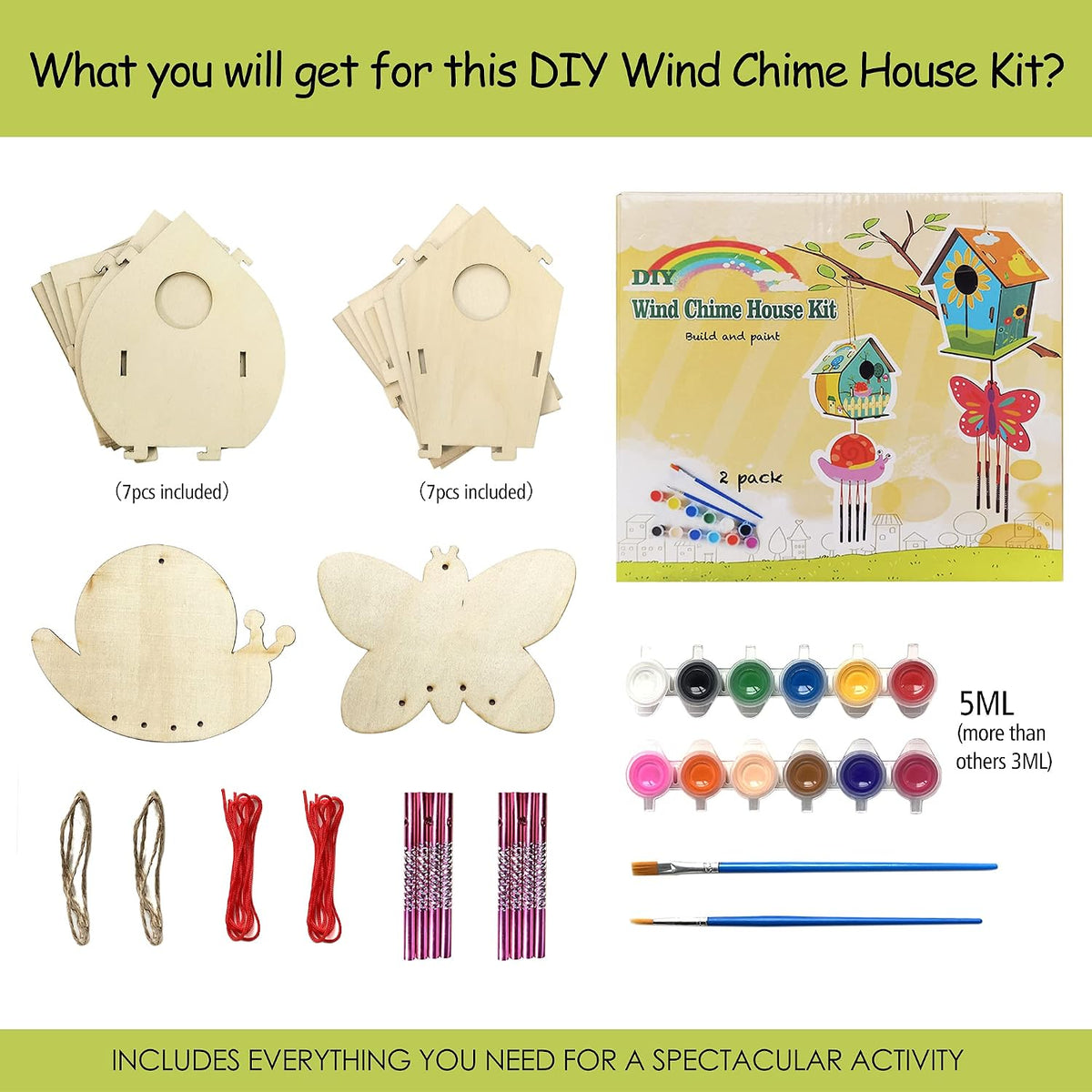 Home Composer 4 Pack DIY Bird House Wind Chime Kits for Children - image 3