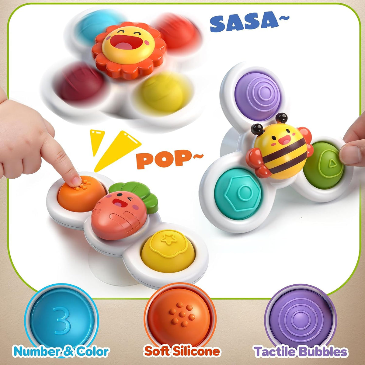 3PC Fidget Popper Sensory Toys Airplane Travel Activities - Style 3 - image 3