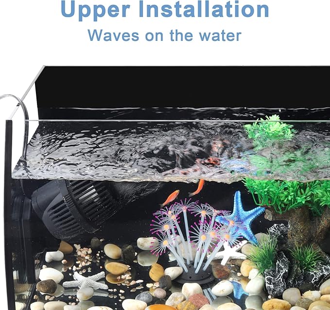 hygger 1050 GPH Aquarium Wave Maker Pump with Strong Magnetic Suction Base, Ultra-quiet 360 Degree Rotating Submersible Power Head, for 20-60 Gal Freshwater Saltwater Tank