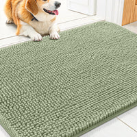 Smiry Dog Door Mat for Muddy Paws 30x20 - Classic Solid / Sage Green / 30"X20"