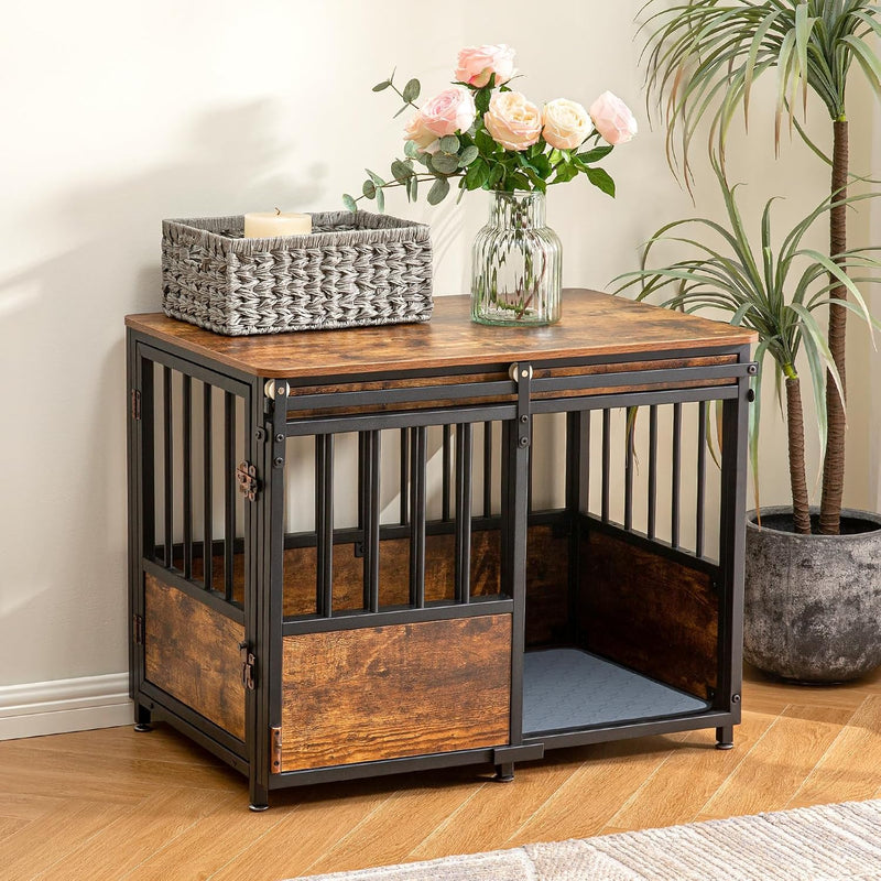 KOOPRO 32 Inch Dog Crate Furniture with Cushion for Large Medium Dogs – Essentials for Dogs