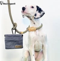 Dog Treat Pouch, Small Cotton Pocket Sized Training Holder, Hand Free Walking Fanny Bag with Carabiner, Self-Closing Pet Feed Snack Reward, Behavior Aids for Puppy Travel or Outdoor (Grey)