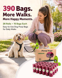 Dog Poop Bags Rolls with Dispenser, Keep Hands Clean 450 Count - 390 Red -Scented - image 4