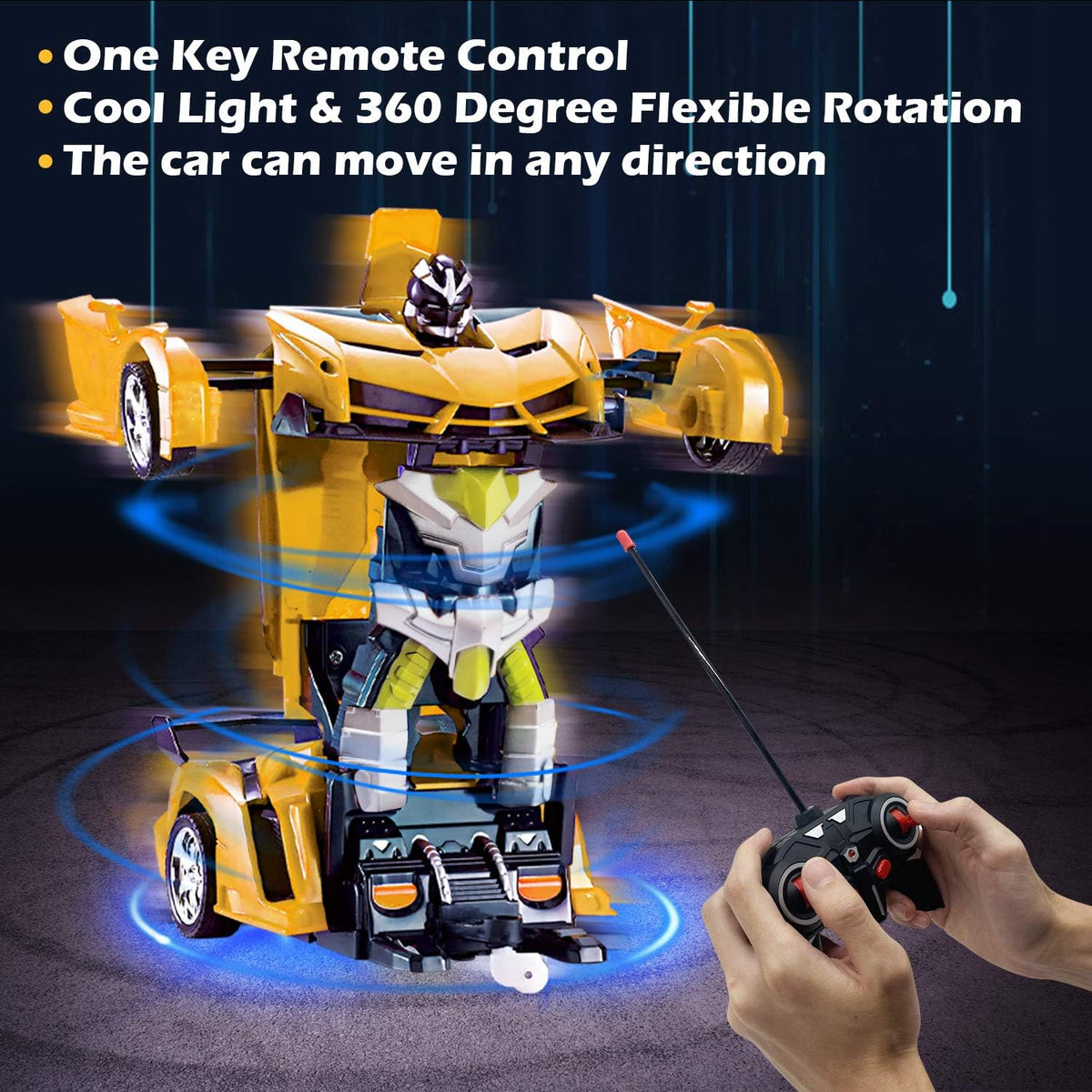 AMENON Remote Control Car, Transform Robot Toys for Boys Teens - Yellow - image 2