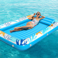 Inflatable Tanning Pool Lounger Float - Ocean Aqua / X-Large - image 3