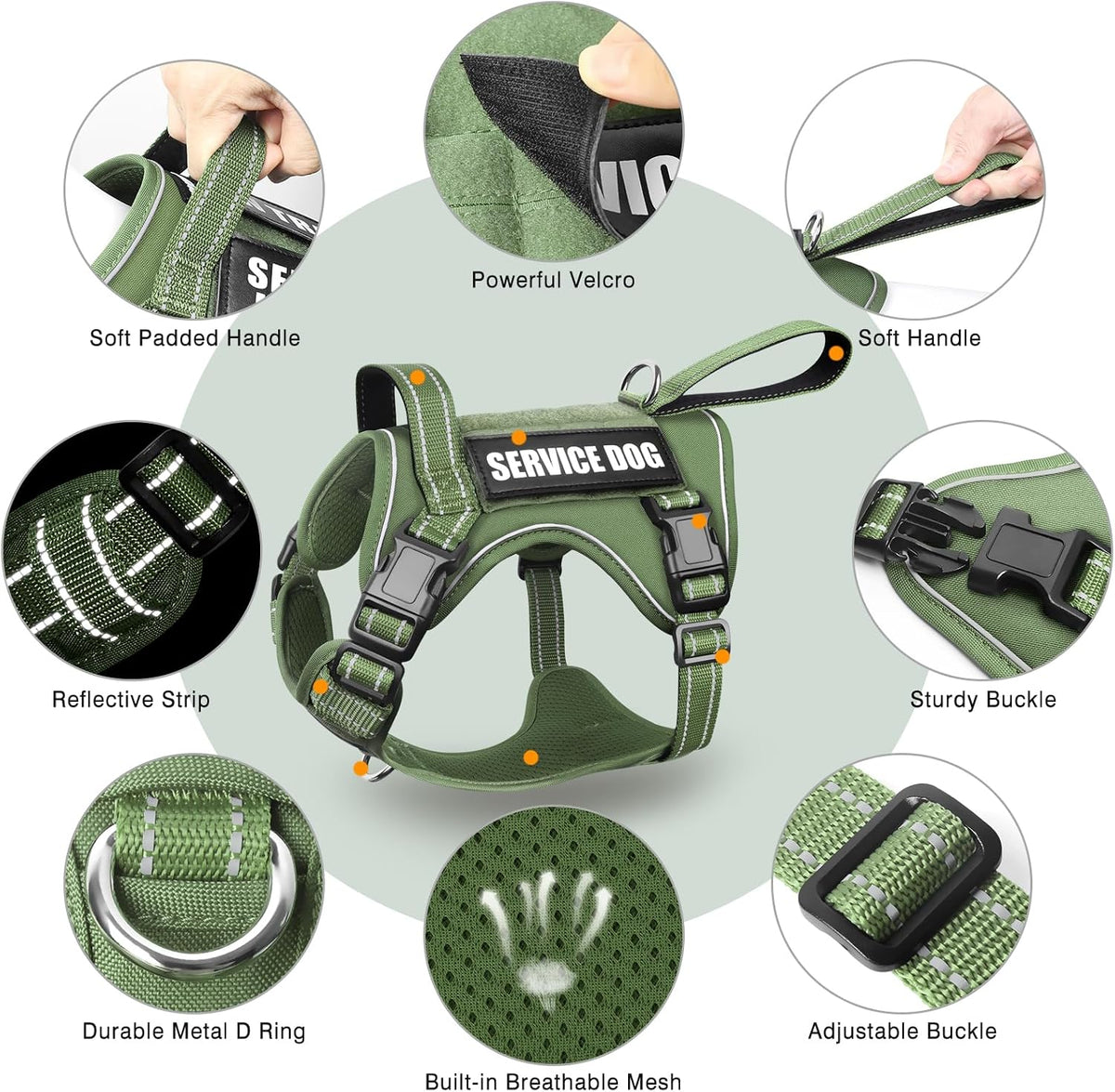 WINSEE Tactical Dog Harness - Medium / Green - image 4
