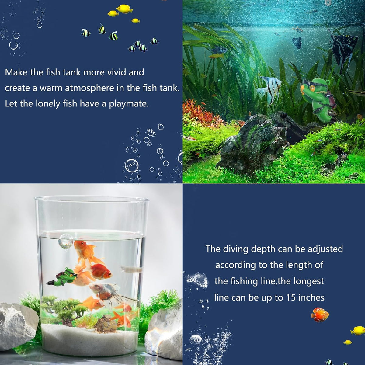 onesimcr Floating Fish Tank Decorations, Aquarium Decorations - Dark Green - image 4