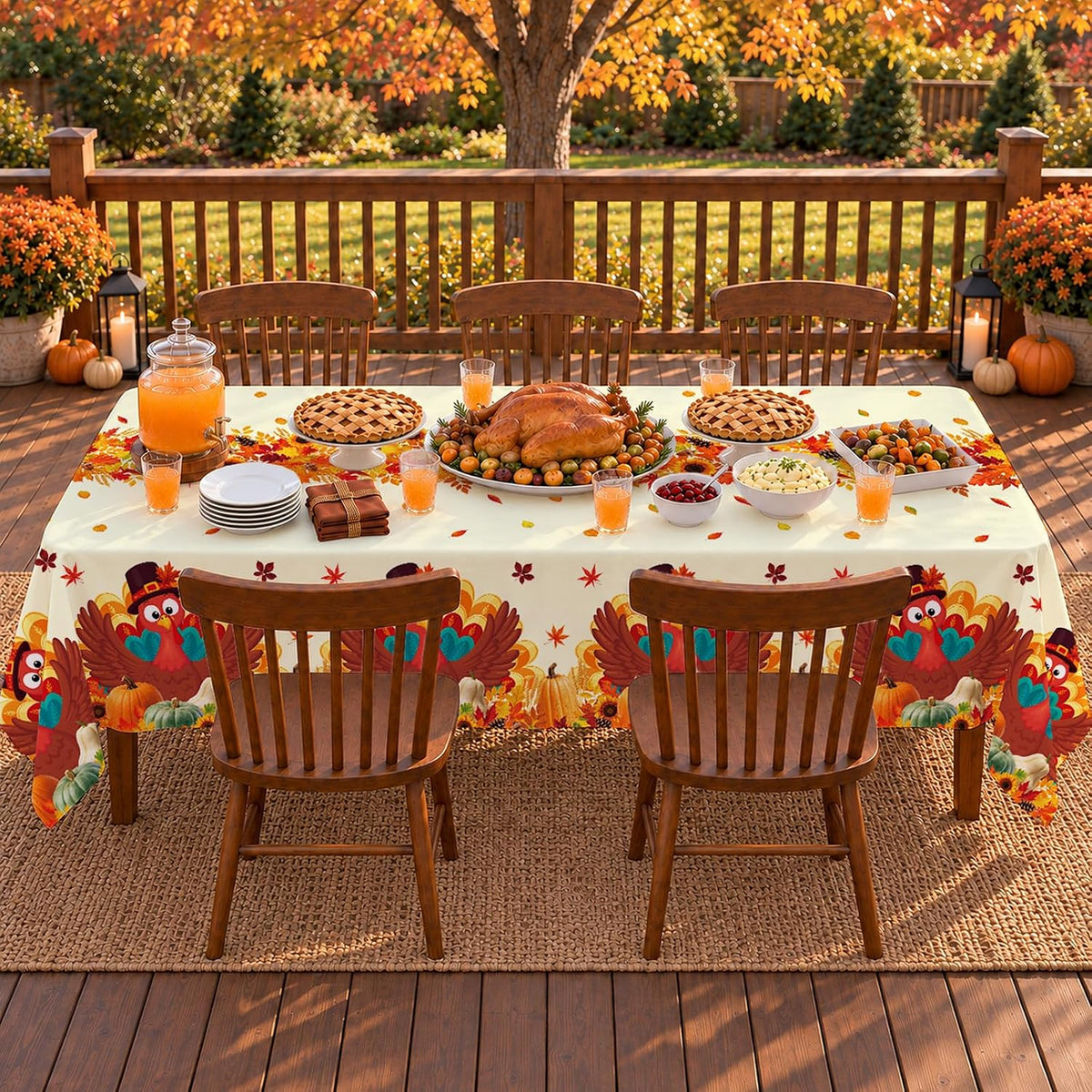 Gatherfun Football Party Decorations Disposable Tablecloth Plastic - Fall Turkey - image 4