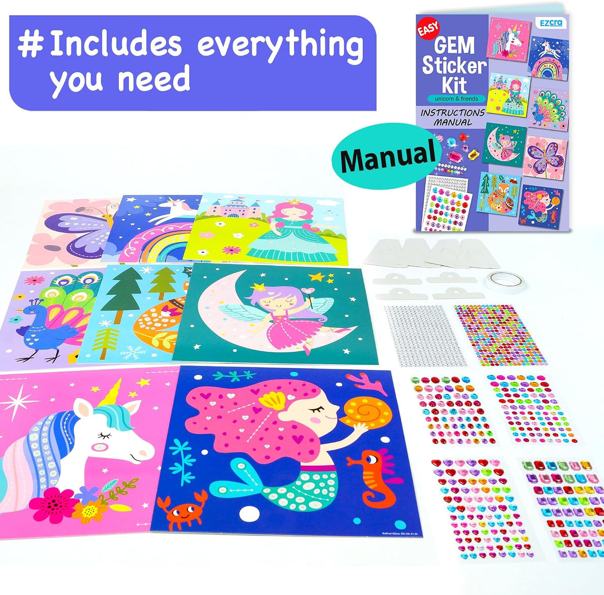 EZCRA Gem Sticker Kit for Kids, 990+ Stickers - Gem Sticker Kit - image 3