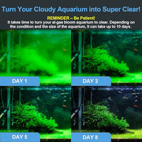 Fish Tank Filter with U - V Light & Timer (3/6/12/24 Hours) for Green Water Cleaning, Aquarium Filter with Aeration Turtle Tank Filter with Pre-Filter Sponge for Tanks 70-100 Gallon