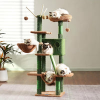 Hey-brother Cat Tree Tower with Padded Platform Bed, Hammock - 53 Inch / Cactus - image 2