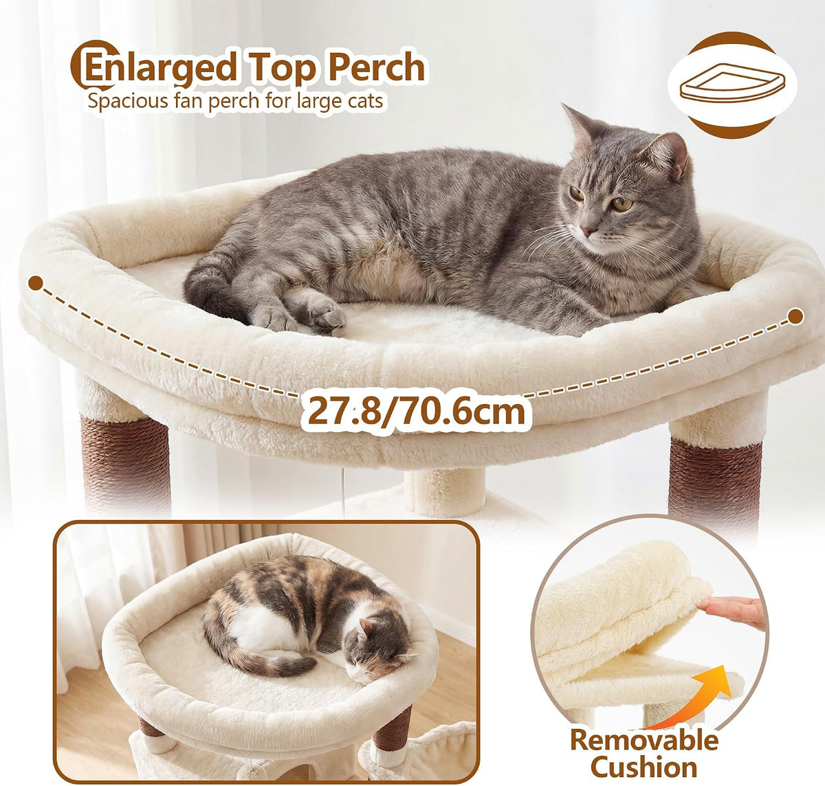 Heybly 53.1" Corner Cat Tree for Large Cats - Beige / 53 inch - image 2