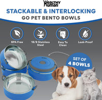 Healthy Human Travel Pet Bento Bowls - 4-Bowl Set / Blue - image 2