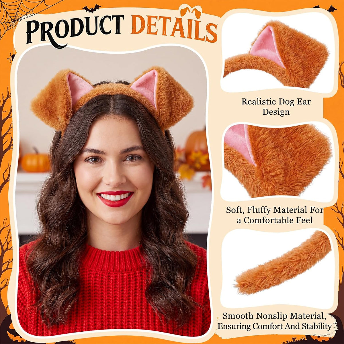 WILLBOND 3-pack plush cow ears headbands with horns for costumes - view 18