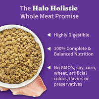 Halo Holistic Cat Food Wild Caught Salmon & Whitefish Formula, Healthy Grains Dry Cat Food, For Sensitive Stomach Support, Kibble for Adult Cats, 3 lb Bag