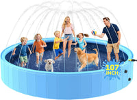 47'' Foldable Dog Pet Bath Pool, Heavy Duty Non-Slip Kiddie Pool - Extra Large-107"-611Gal