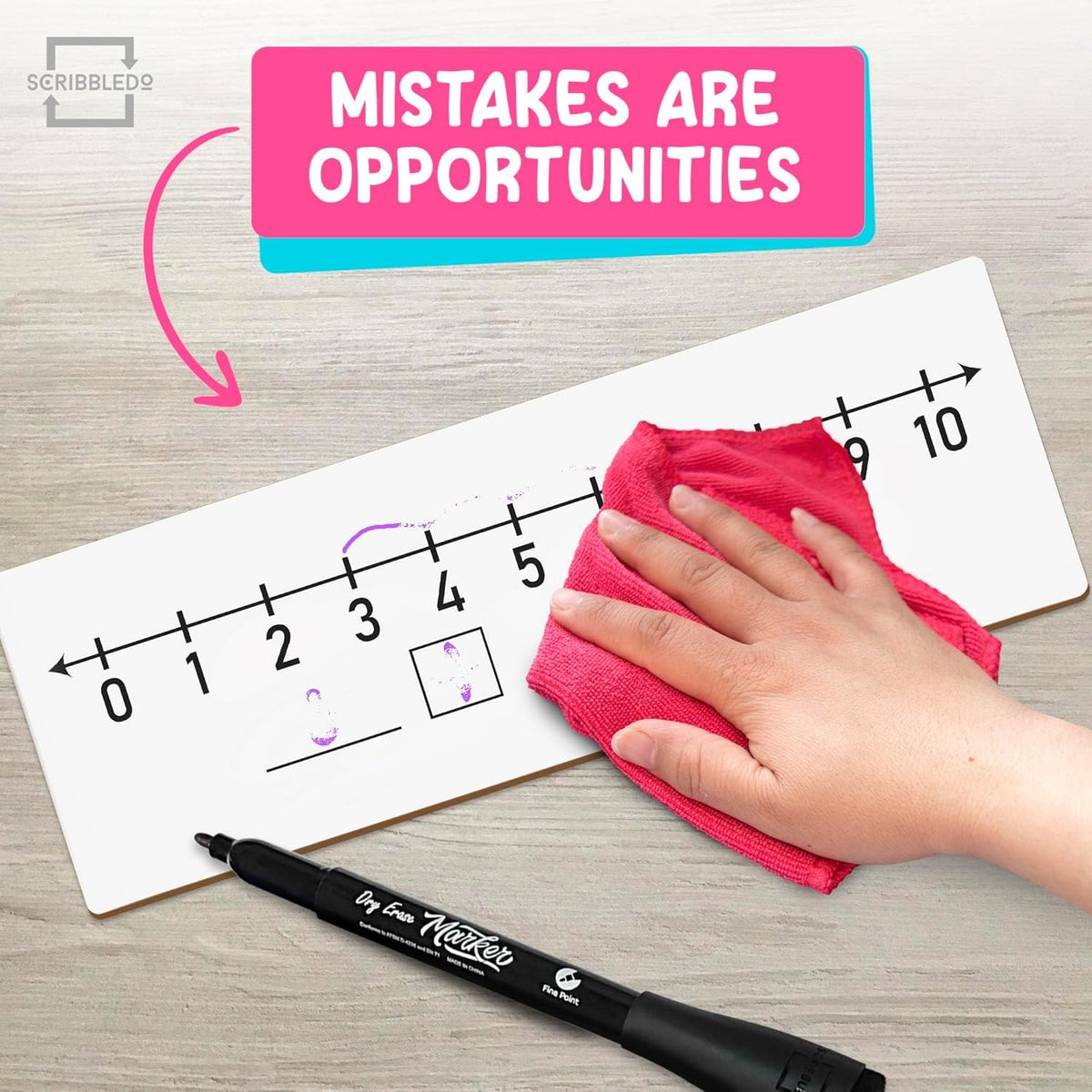 SCRIBBLEDO Dry Erase Number Line Board 12x4 Double Sided 10 Set - 10 Pack with Erasers - image 3
