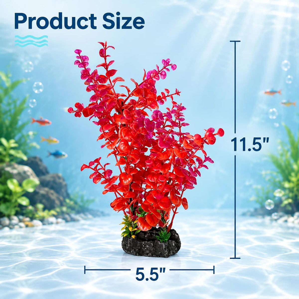 Mipukbay Red Aquarium Plants, Artificial Plastic Fish Tank Decor - Red - image 2