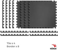 Norsk Multi-Purpose Reversible Floor Mats - EVA Interlocking Foam Tiles (Gray/Black 32 Tiles - 128 sq. Ft. 1/2" Thick)