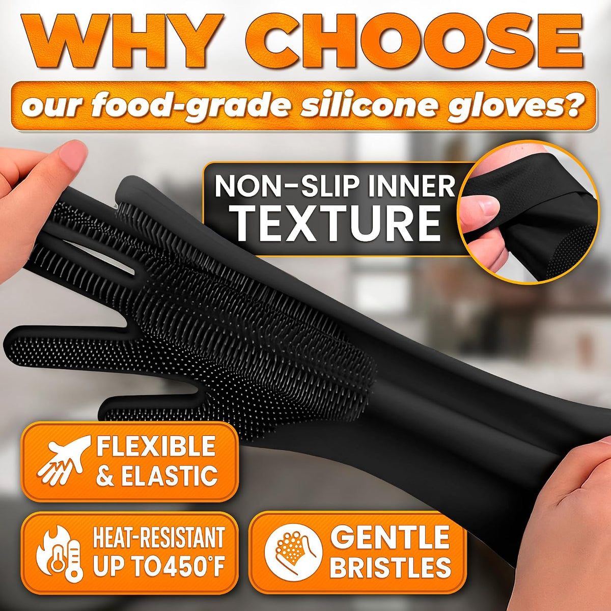 2-in-1 Cat and Dog Washing Gloves with 3000 Soft Bristles – Essentials for Dogs - Black - image 3