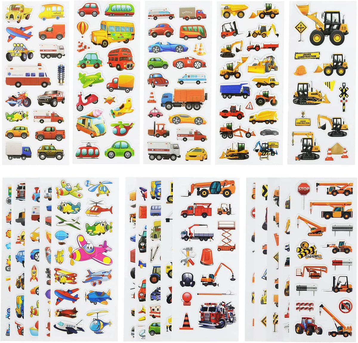 24 Sheets 3D Puffy Stickers for Toddlers Kids Boys Girls – Fun for Kids & Family - Transportation
