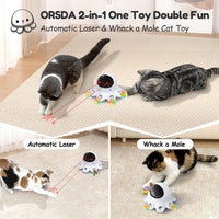 ORSDA Cat Laser Toy, 2-in-1 Interactive Automatic Motion Activated Moving 8 Holes Whack A Mole - Periwinkle (1 Count) - image 2