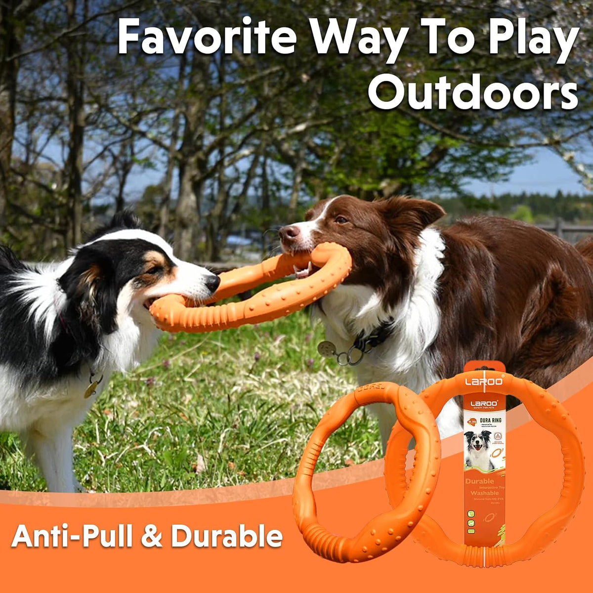 LaRoo Dog Flying Ring Toys, Floating Flying Disc Toys - Orange-L - image 2