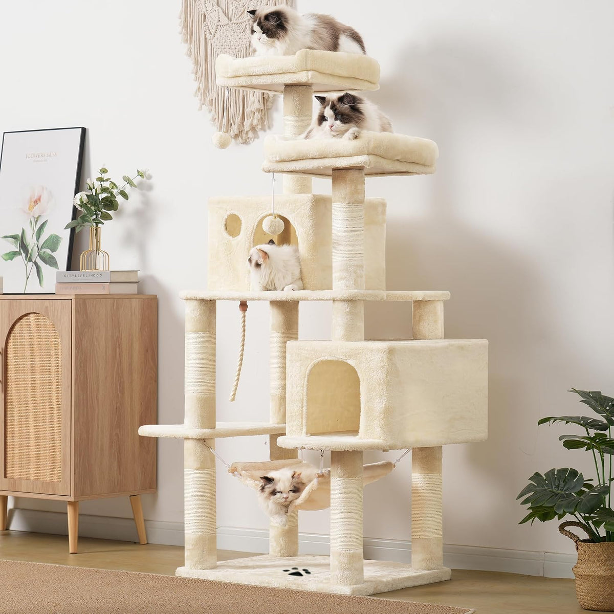 Hey-brother Cat Tree Tower with Sisal Scratching Posts - 53.7 Inches / Beige - image 2