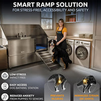 KANIS Professional Dog Washing Station - 304 Stainless Steel Pet Wash Sink & Grooming Bath Tub for Home with Ramp, Shower, Floor Grate, Storage Drawers, and Faucet for Large, Medium & Small Pets