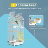 VIVOHOME 64 Inch Bird Cage with Play Top and Rolling Stand for Parrots Conures Lovebird Cockatiel Parakeets White