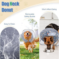 Inflatable Dog Cone Collar, Adjustable Size Soft PVC 2-in-1 Dog Donut Collar After Surgery with Detachable, Inflatable Collar for Small Medium Large Dogs and Cats (Grey, Medium)