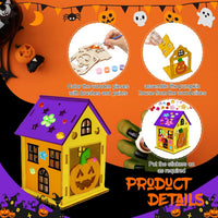 Fennoral 7 pack wooden 3D pumpkin house craft kit for kids Halloween decorating - view 13