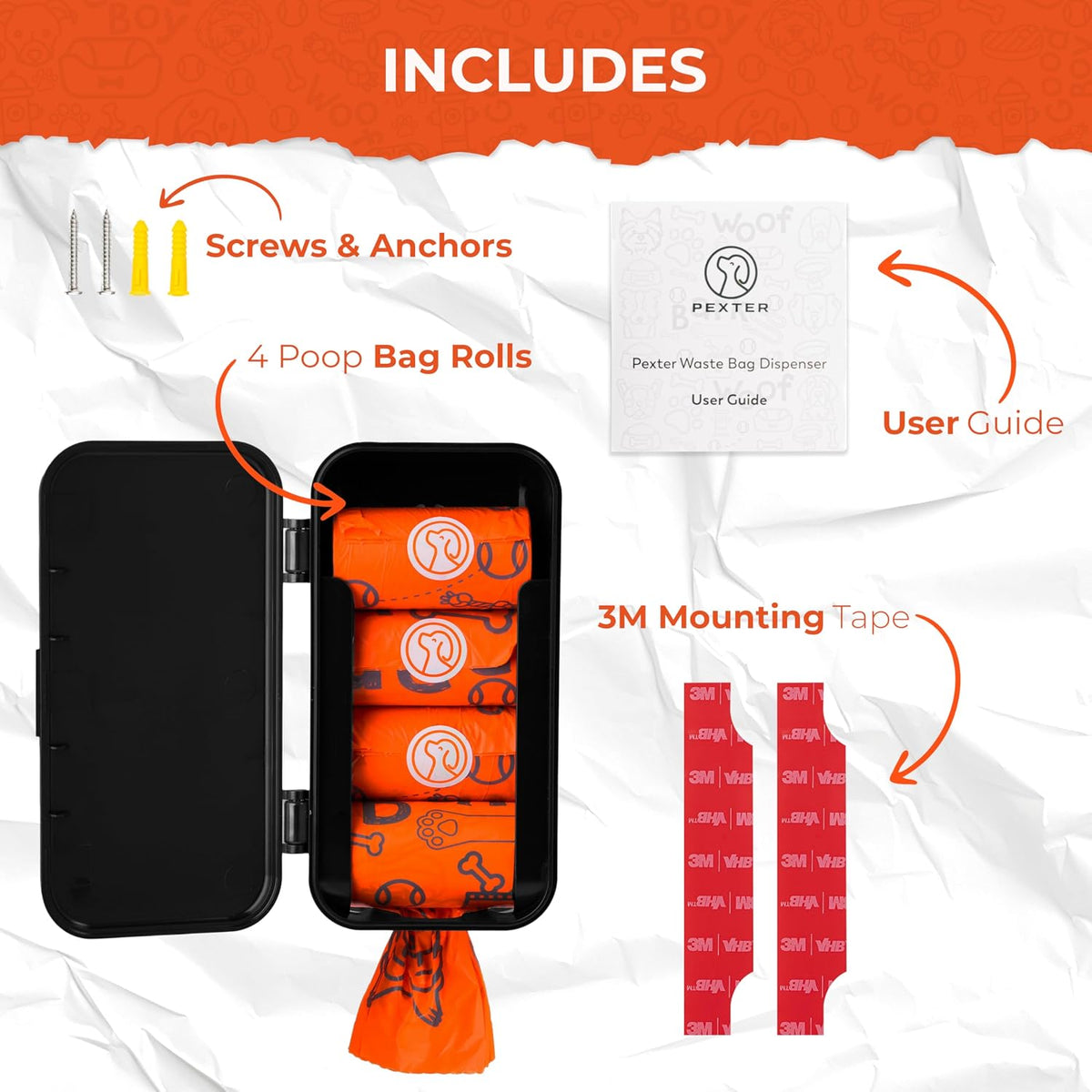 PEXTER Dog Poop Bag Dispenser - Black - image 3