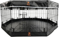 Puppy Playpen with Bottom Pad and Door, 8 Panels 24" H - Black / X-Small Pen: 24-Inch High / Playpen+Bottom+Top Cover