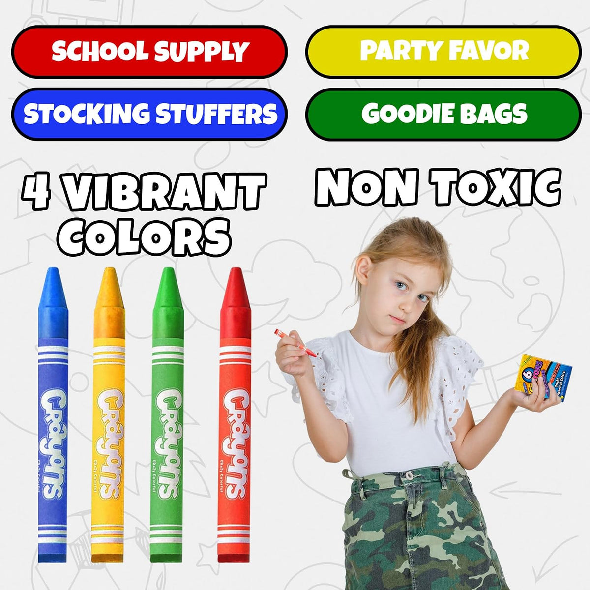 Bulk Crayons Party Favors & Classrooms - 24 Packs of 4 (96 Count) - image 3