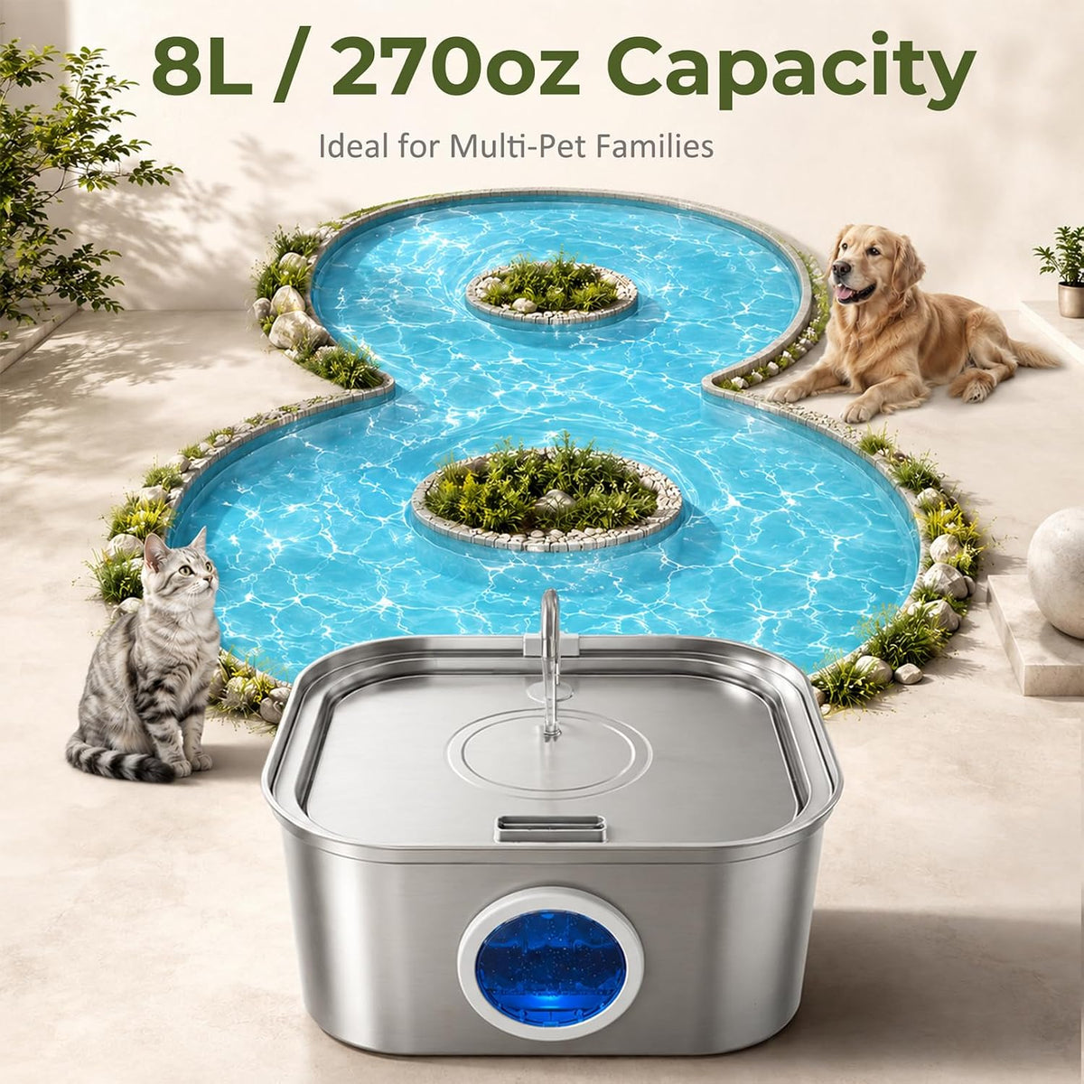 Dog Water Fountain for Large Dogs - Round Window - image 2