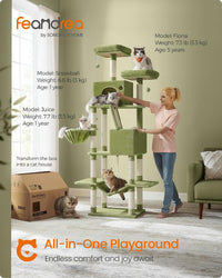 Feandrea Cat Tree, Multi-Level Condo - Green / XXL (23.6"L x 19.7"W x 81.1"H) - image 3