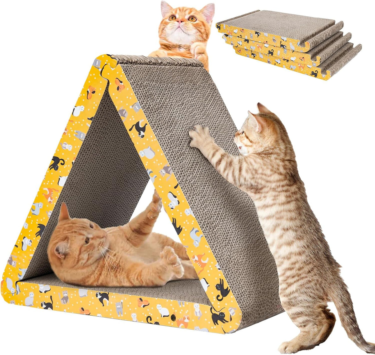 Cat Scratcher Cat Scratching Board, Foldable, Triangle - Orange