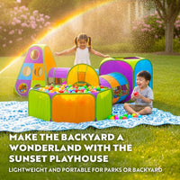 Playz 5pc Pop Up Play Tent and Crawl Through Tunnels for Kids w/Carry - Purple, Yellow, Red, Blue, White - image 2