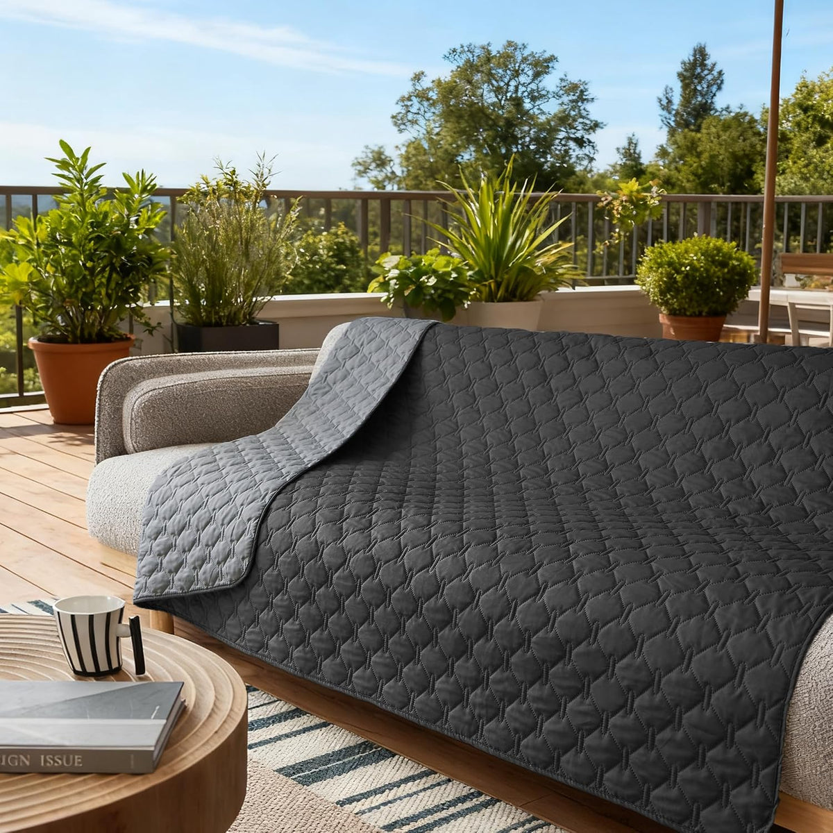 Waterproof Blanket, Couch Covers for Dogs, Reversible Protector – Essentials for Dogs - 82x102 Inch (Pack of 1) / Dark Charcoal/Light Charcoal - image 4