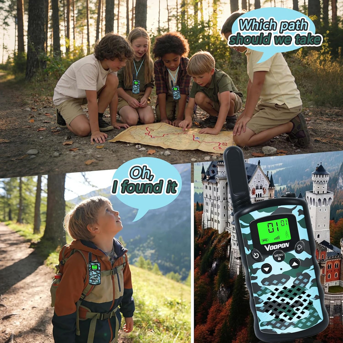 VOOPON green camo walkie talkies for kids with LCD screens - view 7