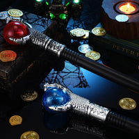 Chivao dragon claw staff props, black staffs with dragon claws holding red and white orbs - view 4
