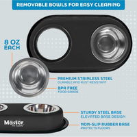 Master Pet Supply Double Dog Bowls Set with Elevated Base Black Velvet – Essentials for Dogs - Black Velvet - image 3