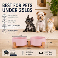 Ceramic Cat Dog Bowl Set with Stand - Pink / 400ML*2 - image 3